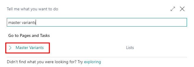 Master Variant Attributes