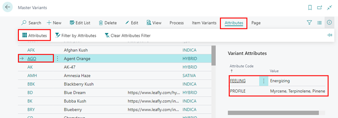 Master Variant Attributes