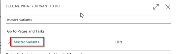 Master Variant Attributes